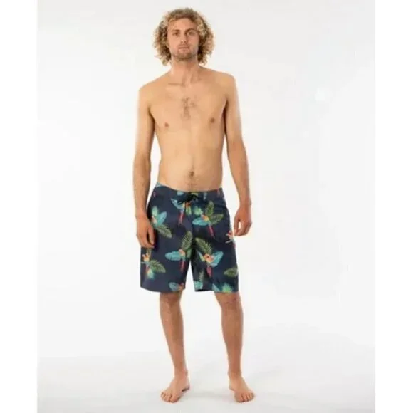 RIP CURL Mirage Subtropic Swim Trunks ~ Swim Shorts Tropical Parrot Print 30 NWT